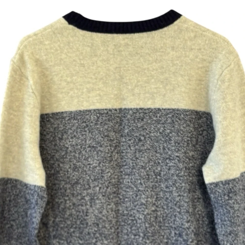 J. CREW Men's Large 100%‎ Lambs Wool Preppy Crewneck Colorblock Pullover Sweater